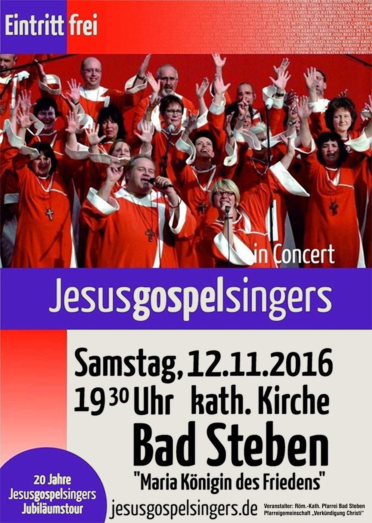 Am 12.11.2016 laden die Jesus Gospel Singers zum Konzert ein. Jesus Gospel Singers 2016